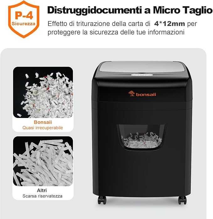 Distrugător de documente Bonsaii P-4 cu alimentare de 120 de coli