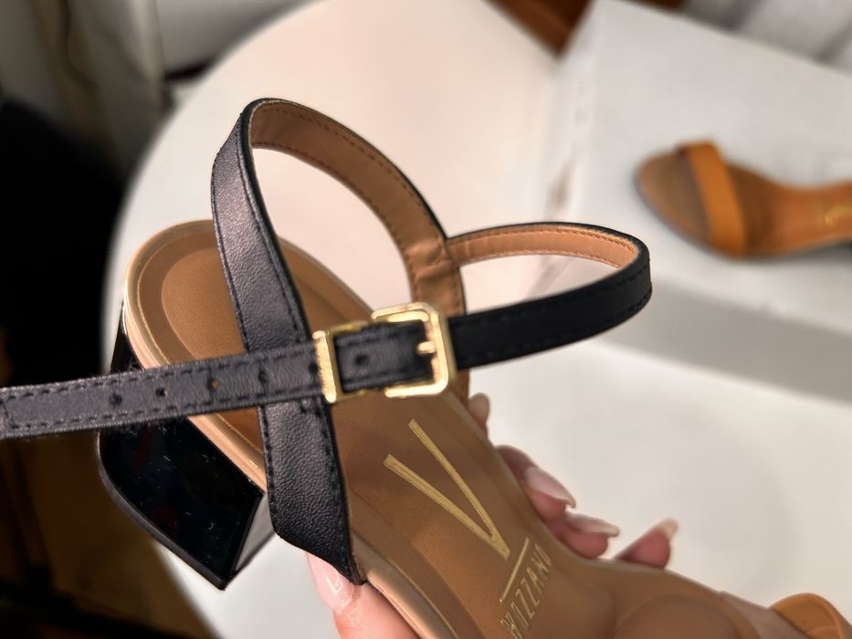 Sandale elegante bej toc mic