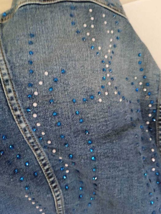 Жакет Яке дънково с камъни Сваровски размер L