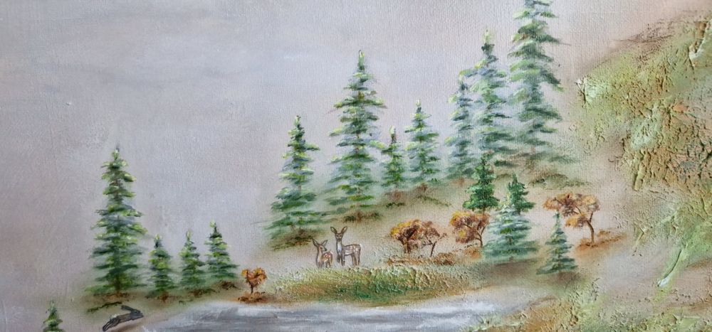 Tablou pictat-natura-animale 60x80 cm