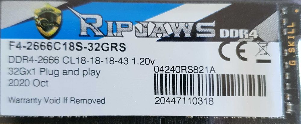 g.skill 32gb ripjaws ddr4 2666mhz cl18 1.2v
