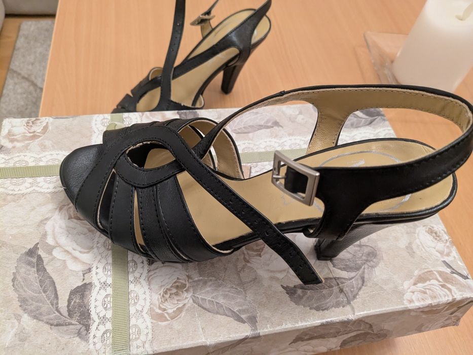 Sandale negre elegante – Mărimea 36, piele premium, noi