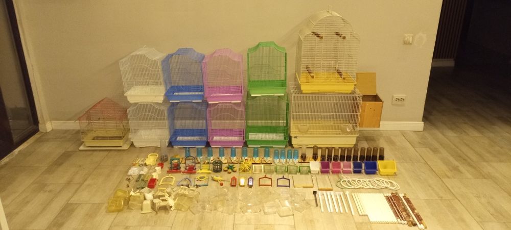 Colivie papagl 11 buc cuști cu accesorii