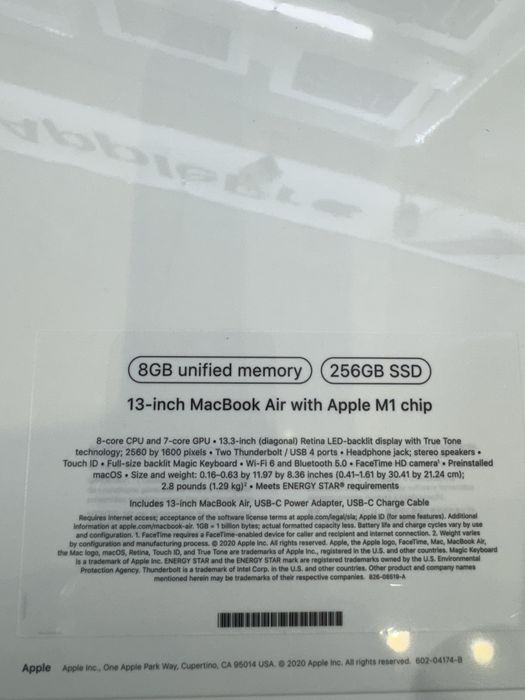 Macbook air 13inch m1 8/256gb