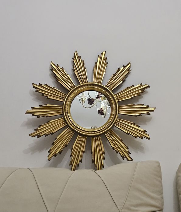 Френско Позлатено дървено огледало Слънце