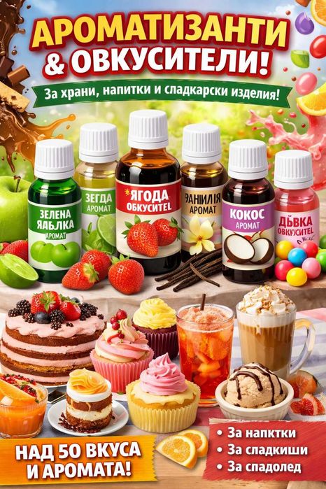 Ароматизанти и овкусители за храни напитки и сладкарски изделия