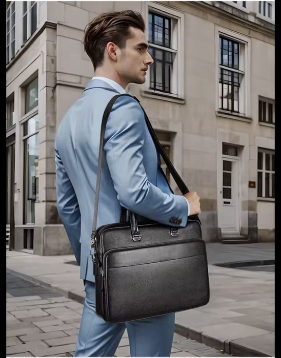 Мъжка луксозна бизнес чанта /Офис куфарче за пътуване от естест. кожа!