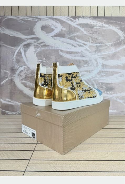 Sneakers Christian Louboutin High Top ( white/gold/babyblue ) 42