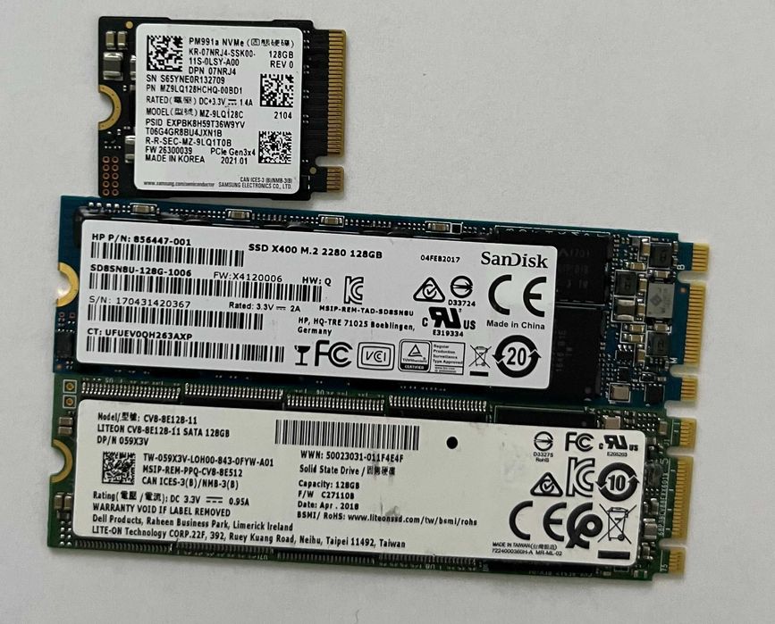 Ssduri 128gb m2 sata si nvme Samsung, Micron , Kingston