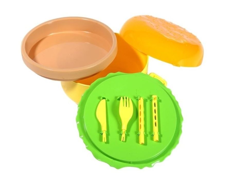 Caserola in Forma de Burger cu 4 Compartimente & Tacamuri 350ml