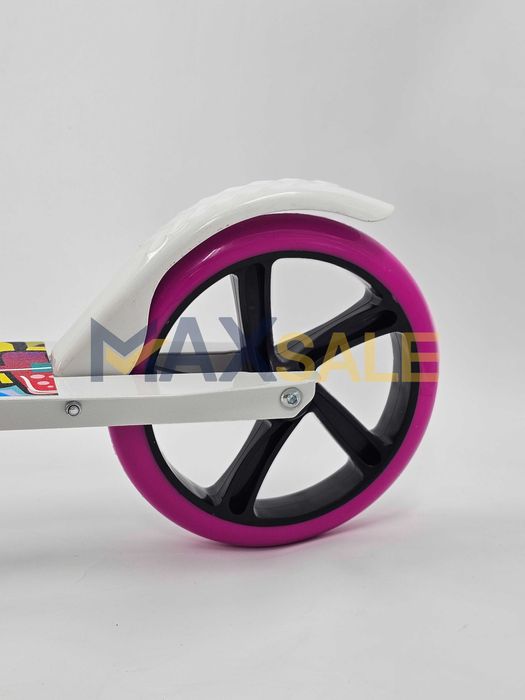 Тротинетка детска сгъваема скутер scooter бяло розово колело триколка