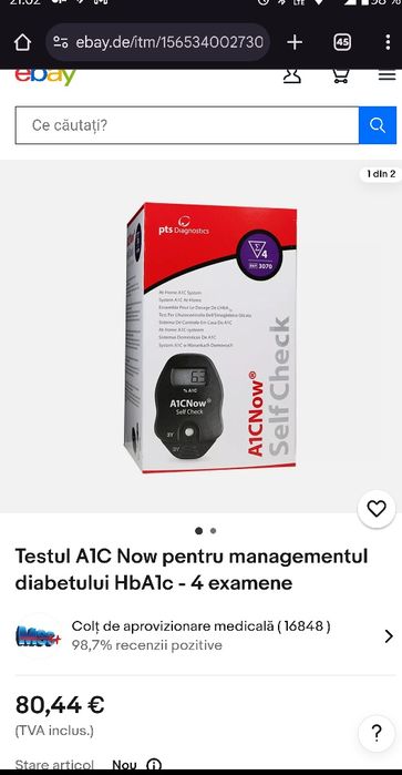 Testul A1C Now pentru managementul diabetului HbA1c - 4 examene