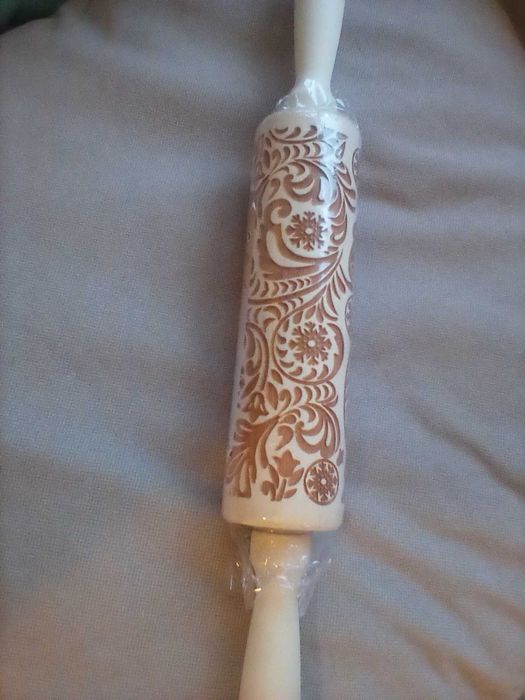 Дървена точилка, с релефни шарки за бисквитки, тесто, фондан, декор-