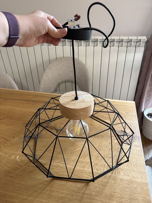Плафон Eglo - Padstow, E27, Ø45.5 cm, H-205 FSC черен/дърво