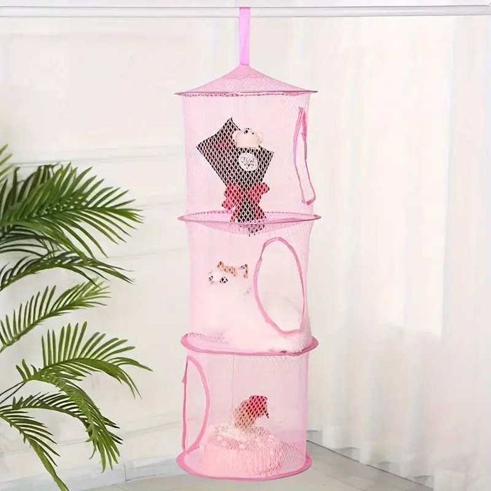 Сгъваем кош с 3 рафта за съхранение на играчки, дрехи, кърпи