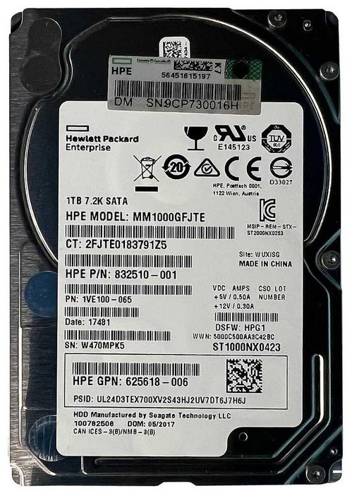 Хард диск HDD HP MM1000GFJTE 1TB 1000GB 7.2K RPM SATA Cache: 64MB 2.5inch 100% здраве