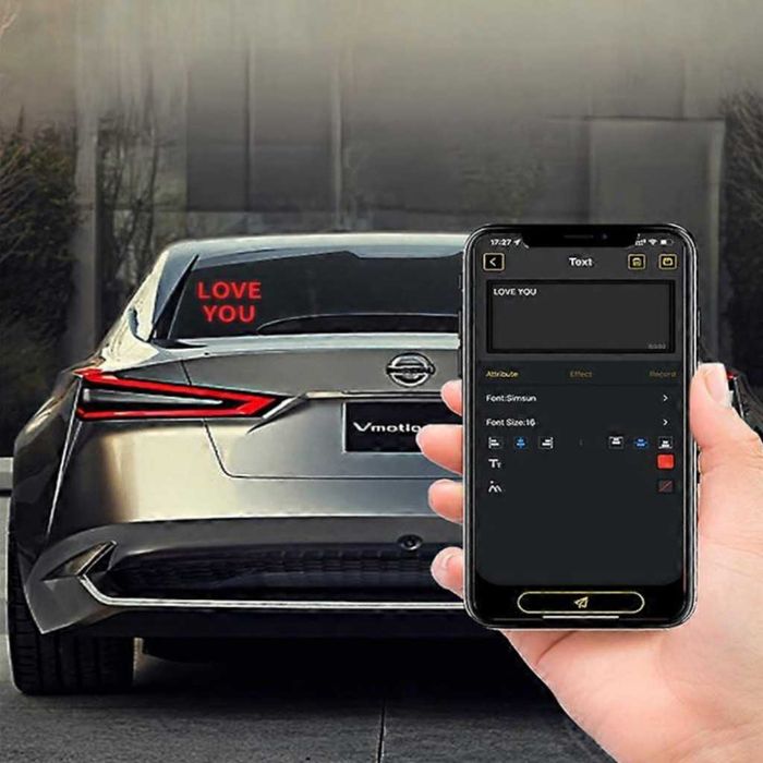 Интелигентен LED екран 32×32  заден прозорец на автомобил с Bluetooth