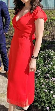 Rochie rosie vaporoasa eleganta