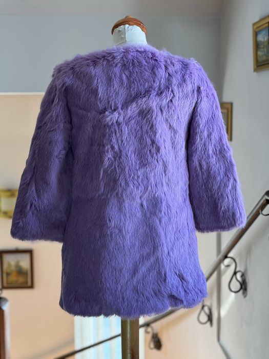 Haină damă mov din blană naturală de iepure – mâneci 3/4