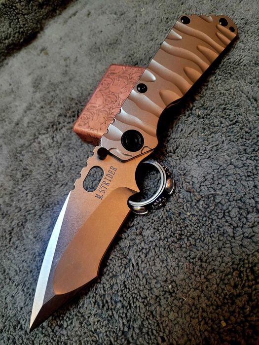 Cutit pliabil/Briceag Mick Strider SMF, Aliaj de titan TC4, M390, USA, Varf Tanto