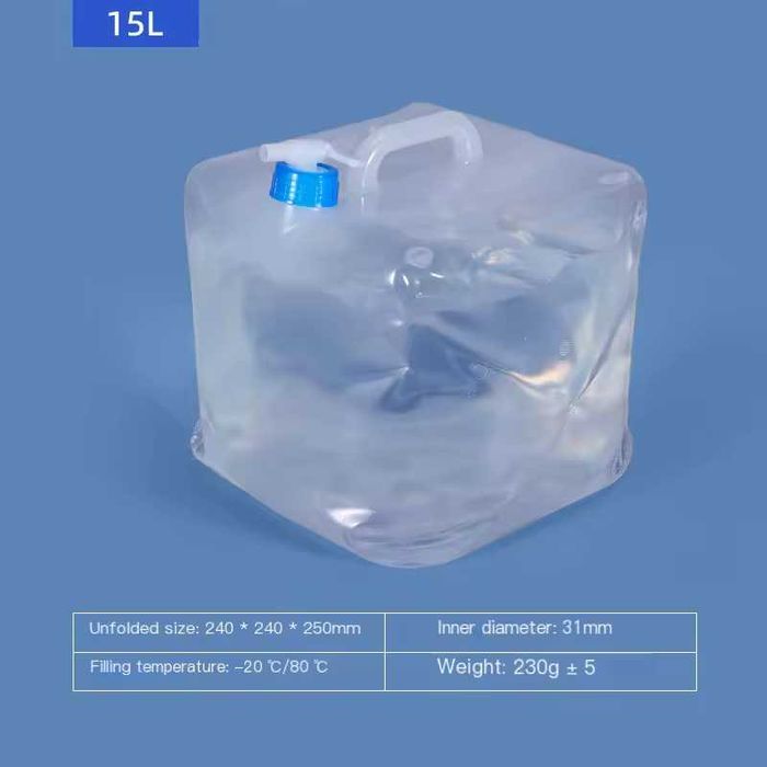 Сгъваема туба с дръжка за вода 15Л за къмпинг,камиони,бусове,