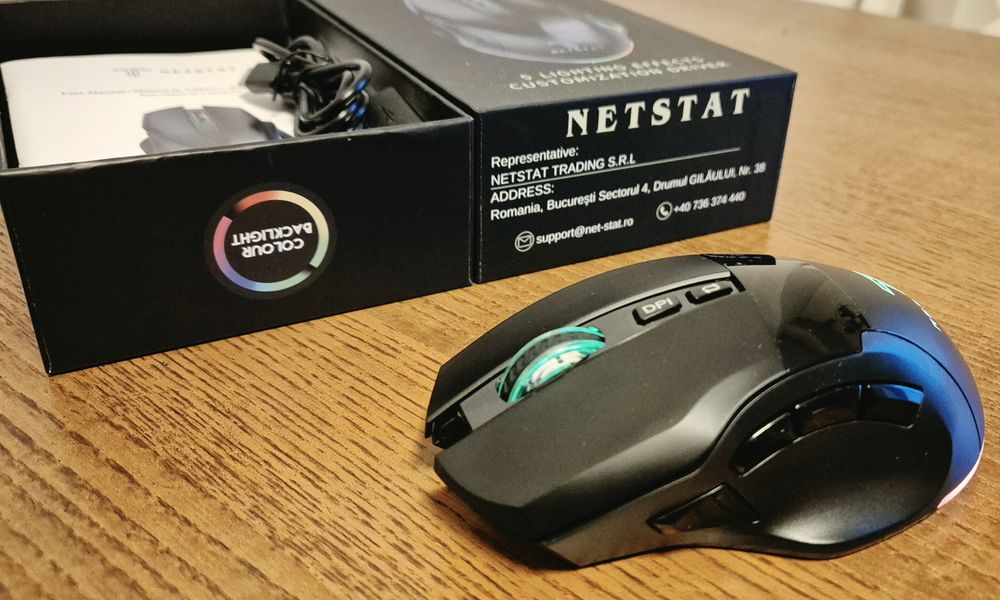 Mouse Wireless NETSTAT RGB, Bluetooth + 2.4GHz, Multi-Device, ca nou