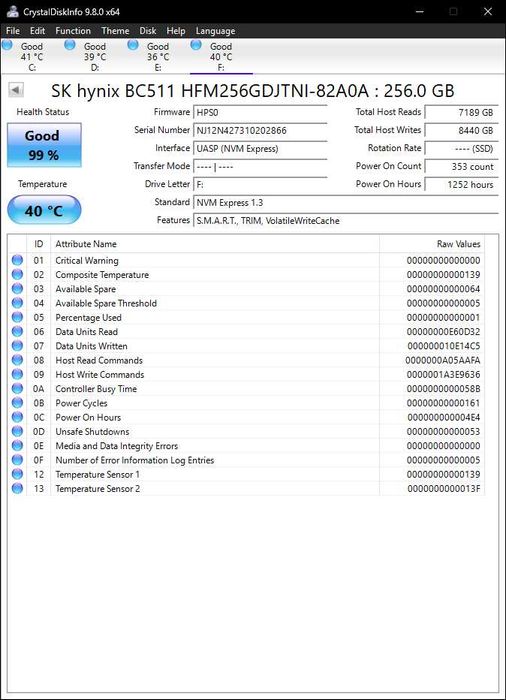 ССД/SSD Samsung/Sk Hynix/Kioxia 256/512GB M.2 NVMe PCIe 3.0