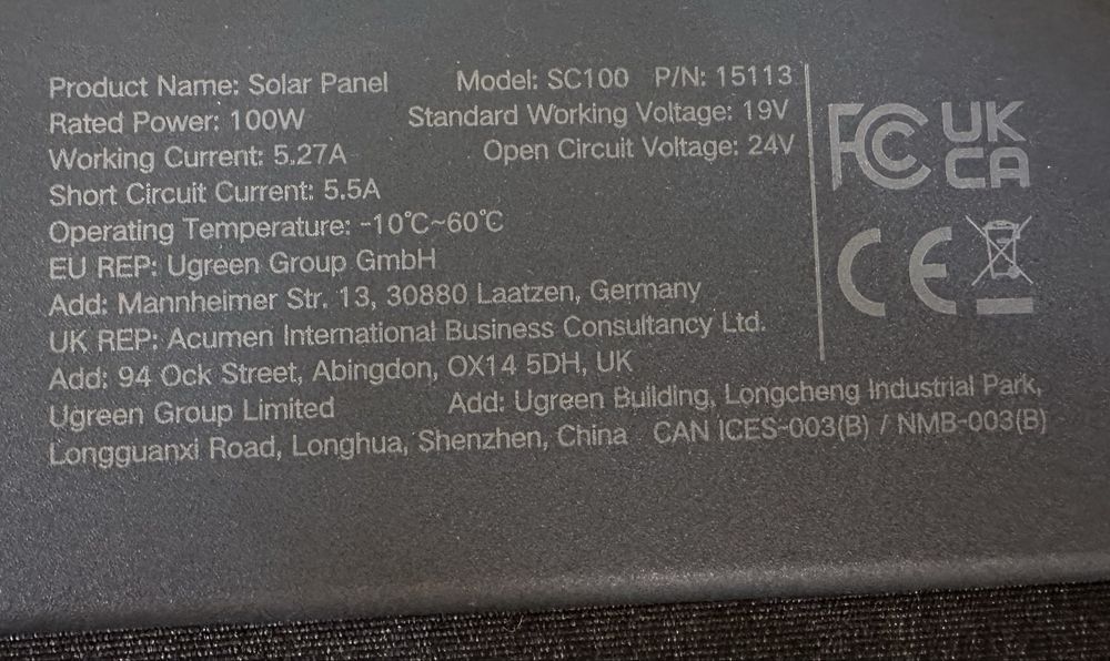 Солнечная панель Ugreen 100Вт