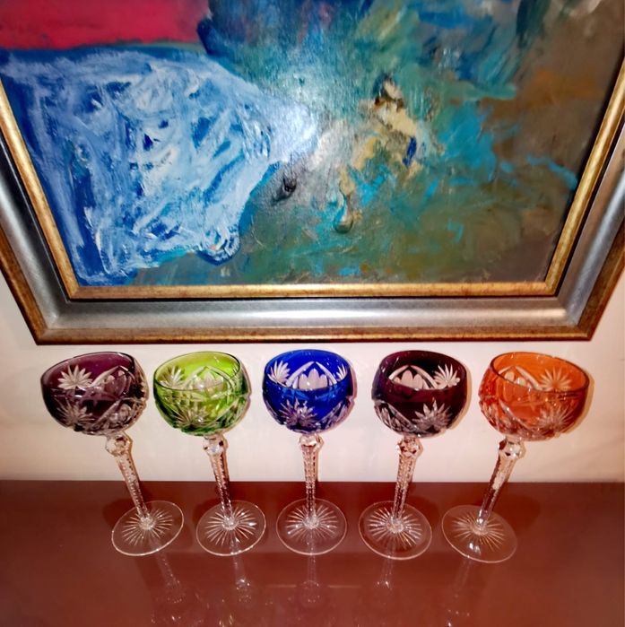 Антикварни цветен кристал чаши Nachtmann "Traube"  Зап. Германия 70те