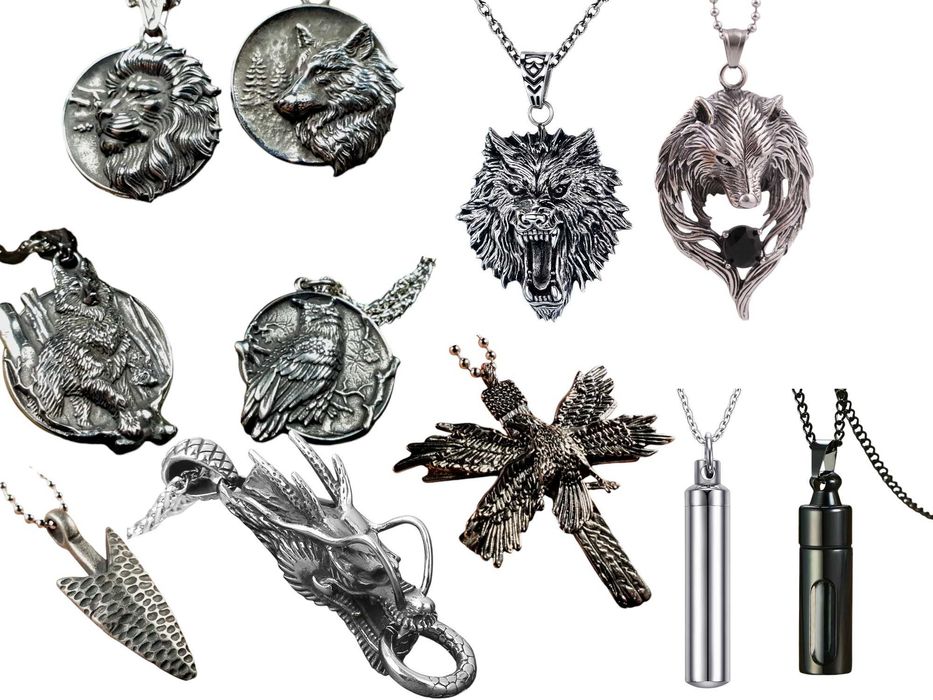 Lant cu pandantiv din otel inoxidabil: Dragon, Leu, Lup, Bufnita.
