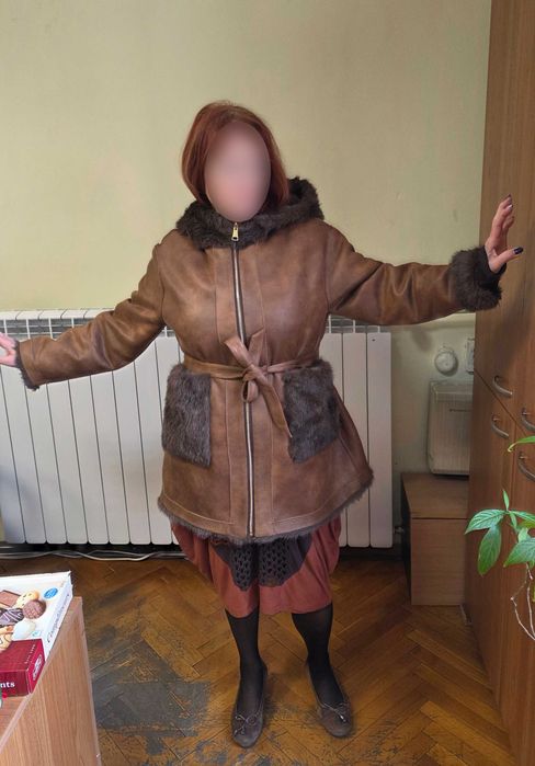 Италианско кожено палто с ДВЕ лица