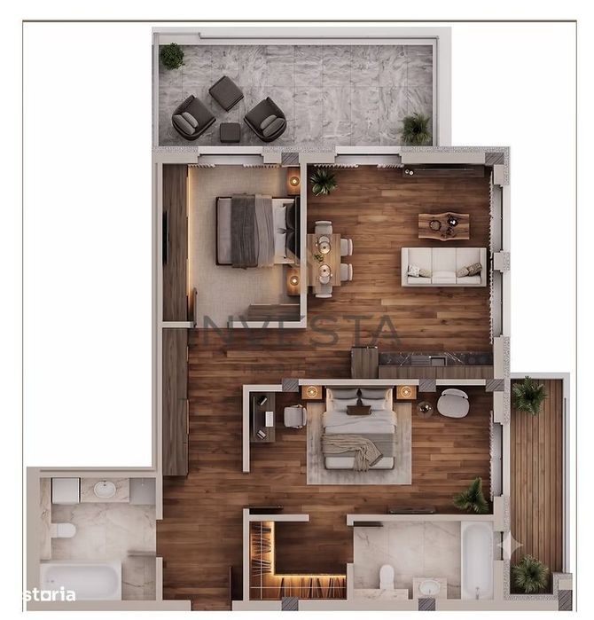 Apartament 3 camere 83 mp cu 2 terase, bloc nou, zona Marasti!