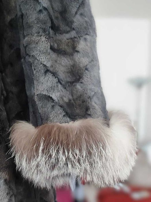 Haina lux blana naturala Vizon si Vulpe Argintie, marime 44-46, Campina PH - Ca noua