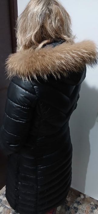 Vand haina lunga dama model Moncler Long Jacket blana vulpe marime L