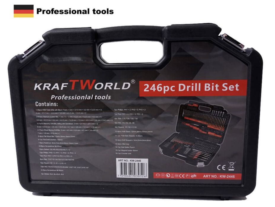 Немски Комплект битове и свредла Kraft 246 части / бургии в куфар