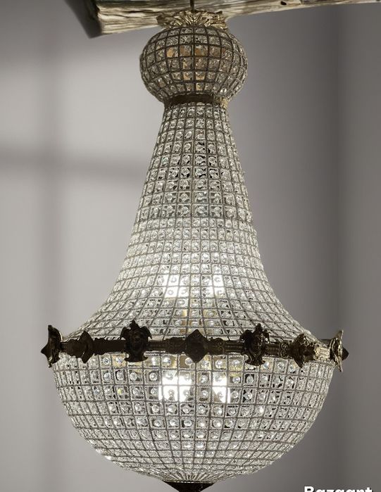 Candelabru Bronz / Cristal *** vintage / antic / vechi / retro ***