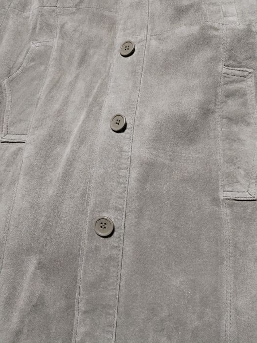 Pardesiu /trench  piele întoarsă xs verde Hm