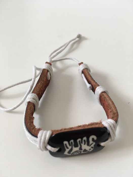 Bratara din piele si bumbac