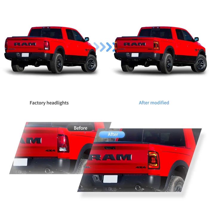 Комплект LED стопове с жълти мигачи за Dodge RAM 2008 - 2018