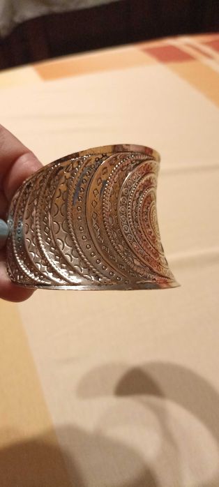 Широка дамска гривна метал антично сребро