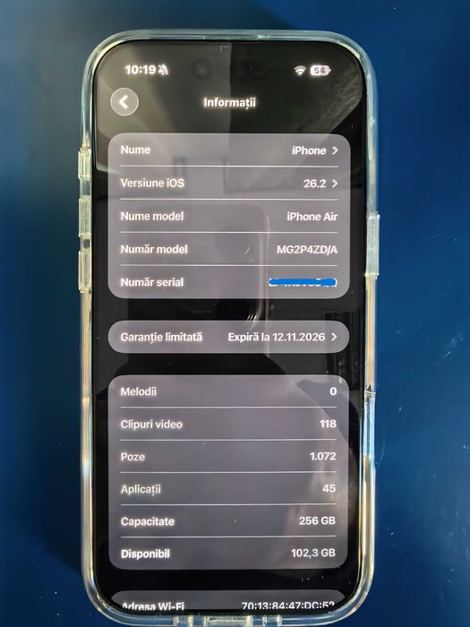 Apple iPhone 17 Air 5G Sky Blue 256GB - Full Box-Garantie RO-Impecabil