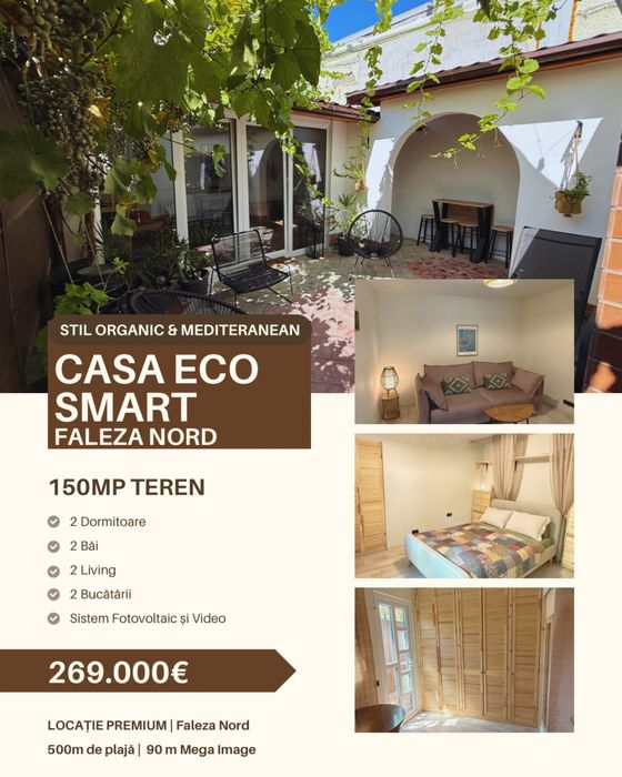 Casă Eco Smart | Faleză Nord | 500m de Plajă | Panouri Fotovoltaice | Comision 0%