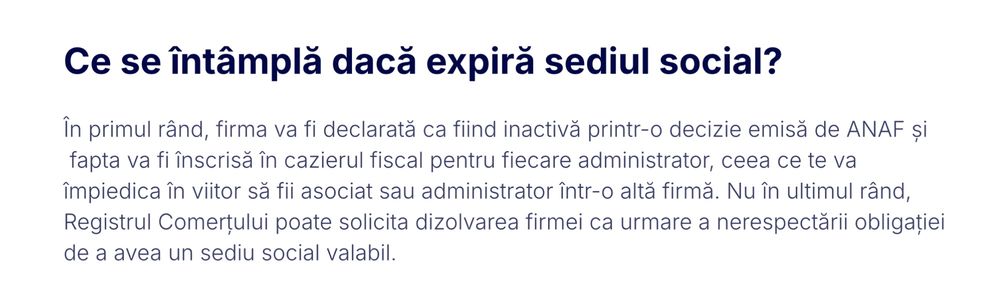Găzduire Sediu Social