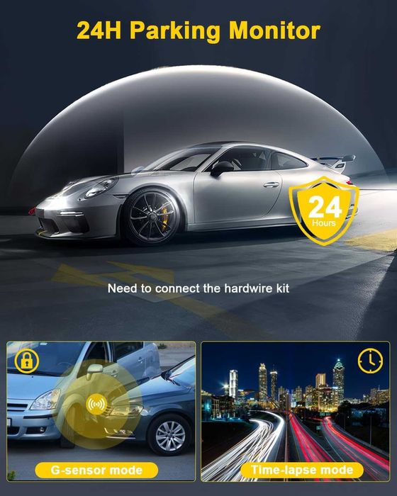 Camera de bord auto DVR, inregistrare video 4K UHD, cu Vedere Nocturna