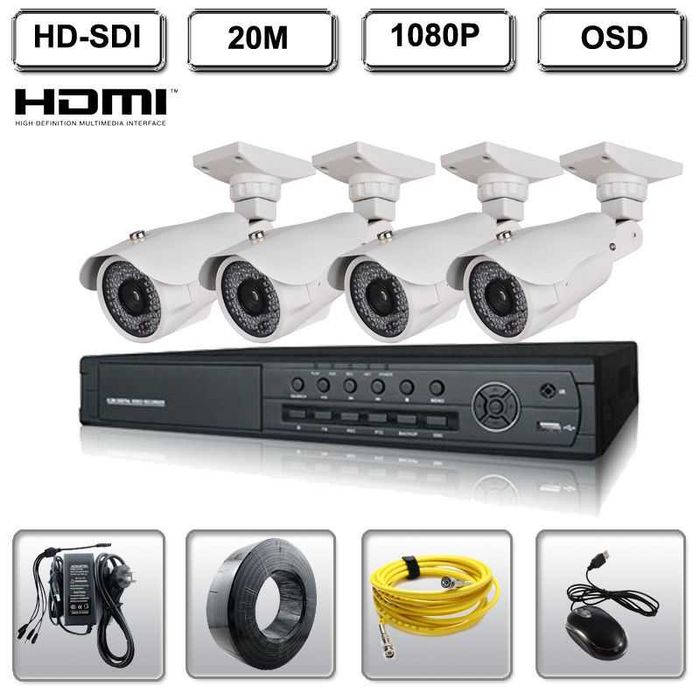 Чисто нов комплект 4 камери за вътрешно / външно видео наблюдение