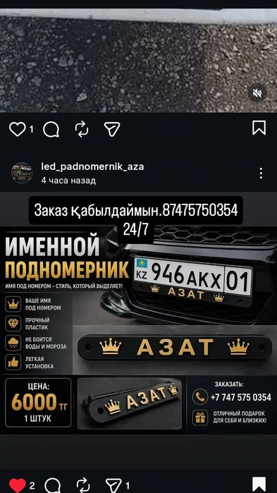 Лед подномерник именной