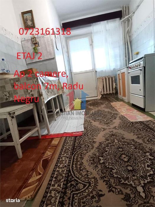 SPATIOS 57 mp! 2 camere, etaj 2, balcon 7 m, Radu Negru