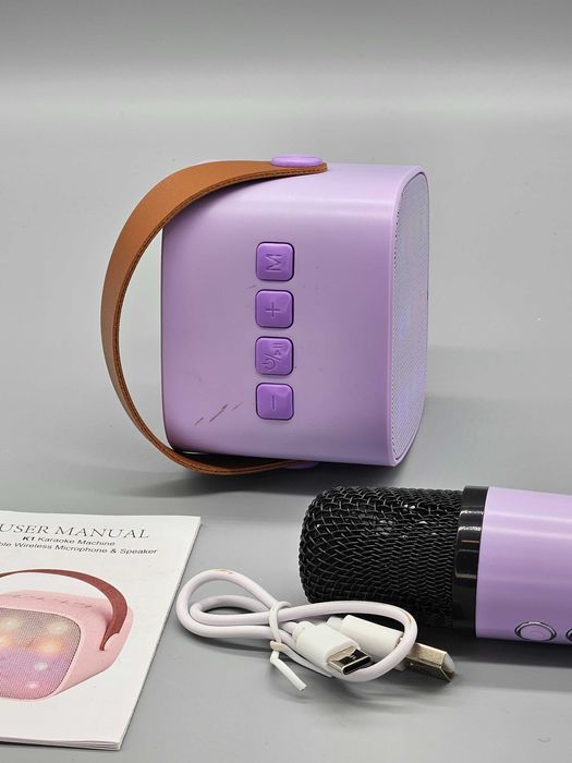 Преносима караоке система с безжичен микрофон и LED говорител!ТОП цена