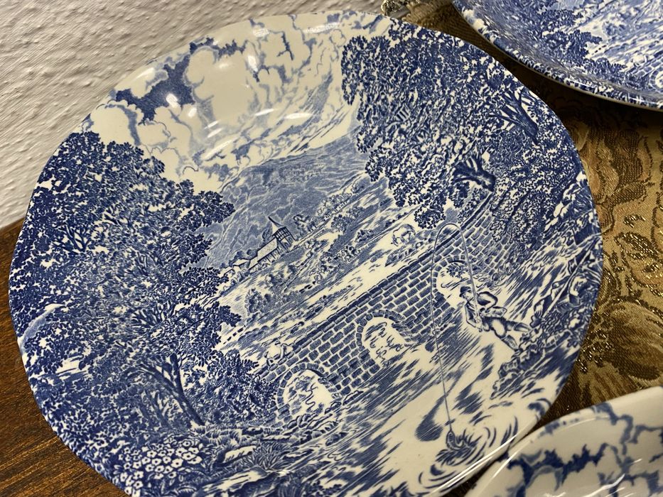 Комплект от 6 дълбоки чинии Crown Ducal „Bridge Scenes“ – Англия