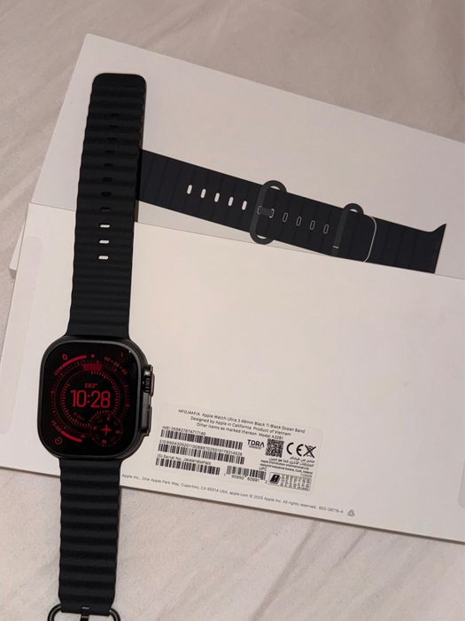 Apple Watch Ultra 3 49mm Black Ti Black Ocean Band
